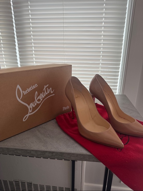 Christian Louboutin Shoes - Christian Louboutin Nude Patent Pointed Toe Stiletto Pumps